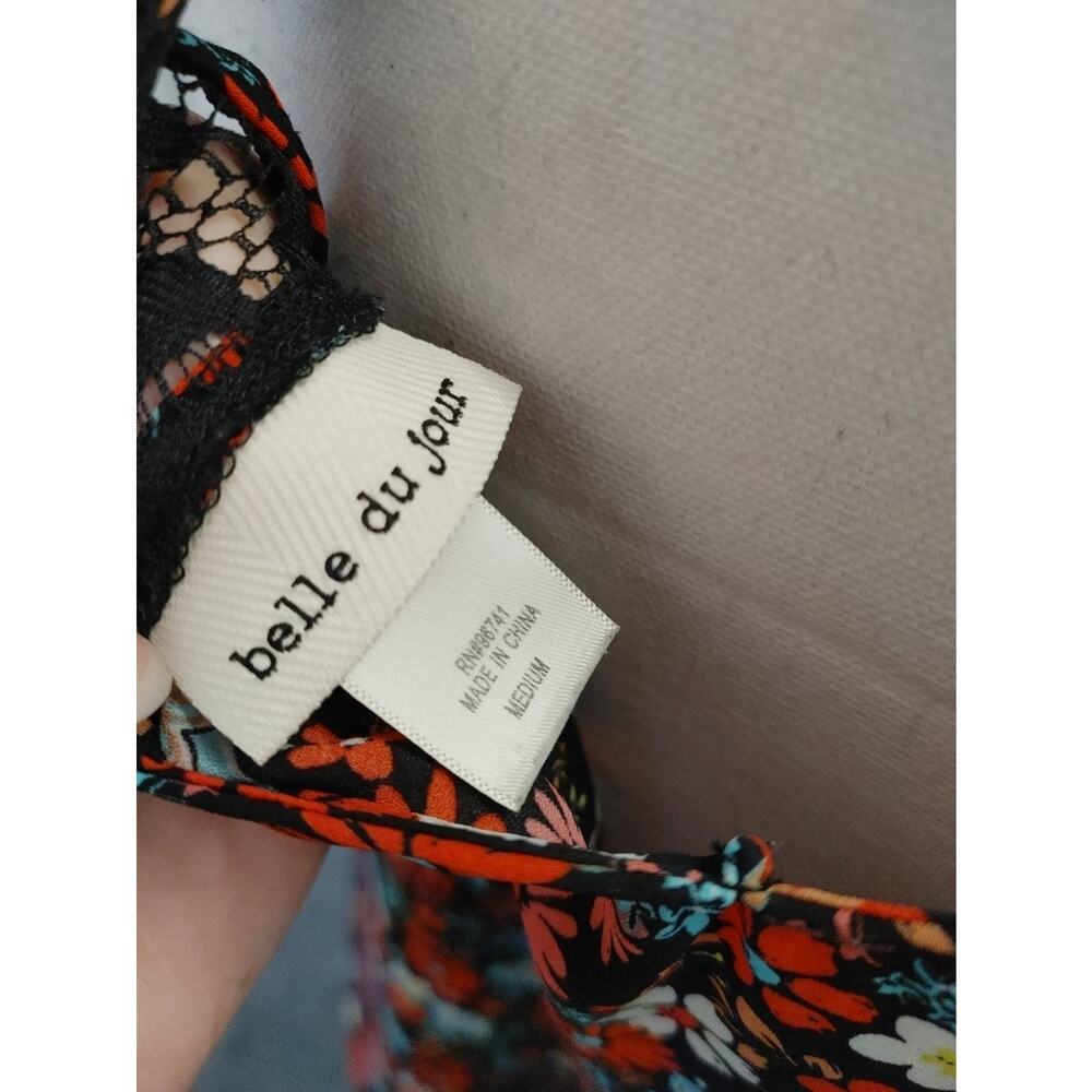 Bella du Jour Sleeveless Floral Tank Top Lace Detail Multicolor Medium - Picture 5 of 6